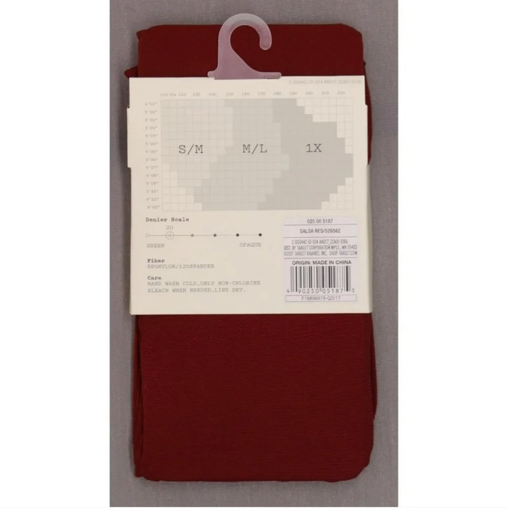 A New Day Control Top Semi-Sheer Tights, 20D, Salsa Red, 2X